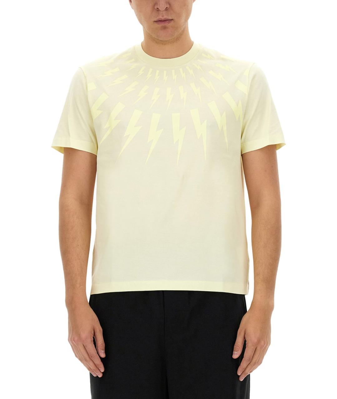 NEIL BARRETT Бежевая хлопковая футболка, фото 5