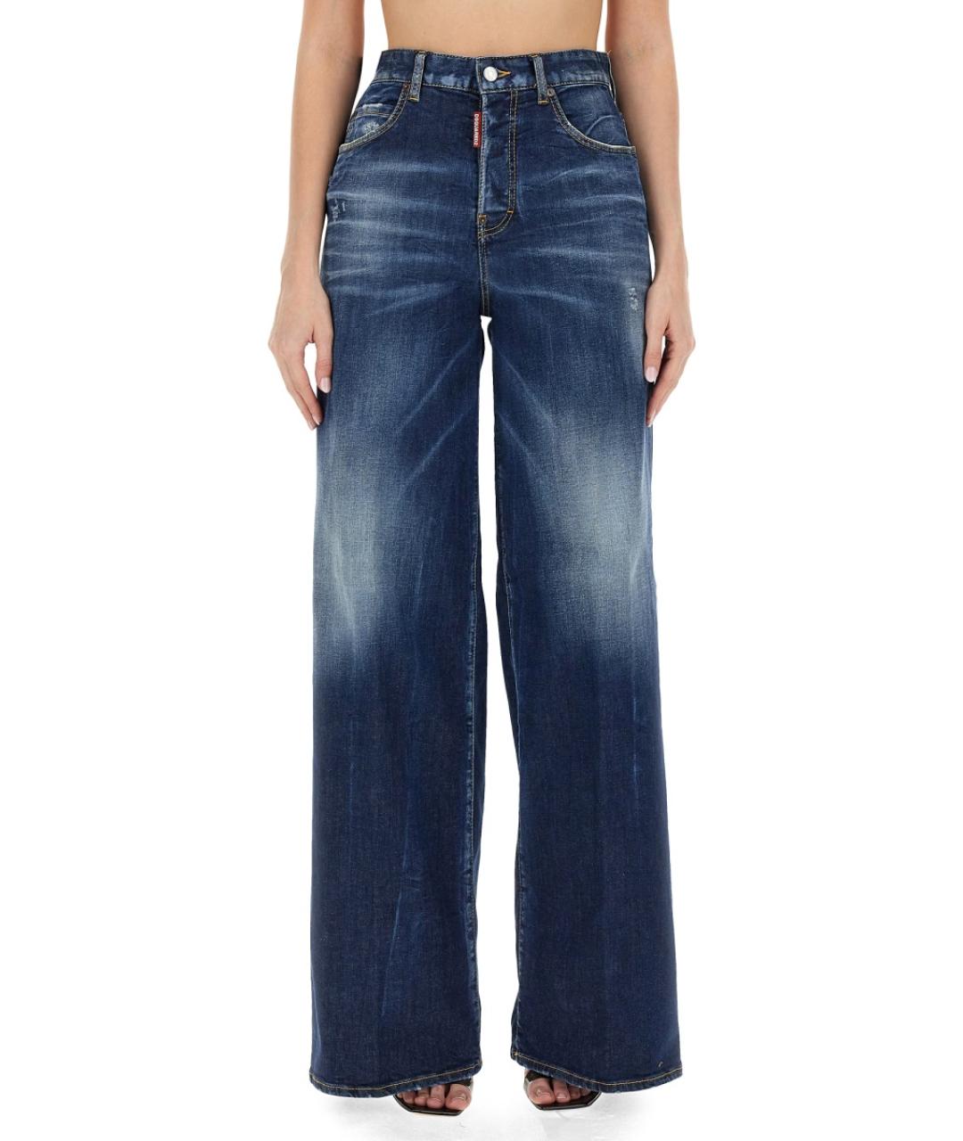 DSQUARED2 Синие хлопковые прямые джинсы, фото 5