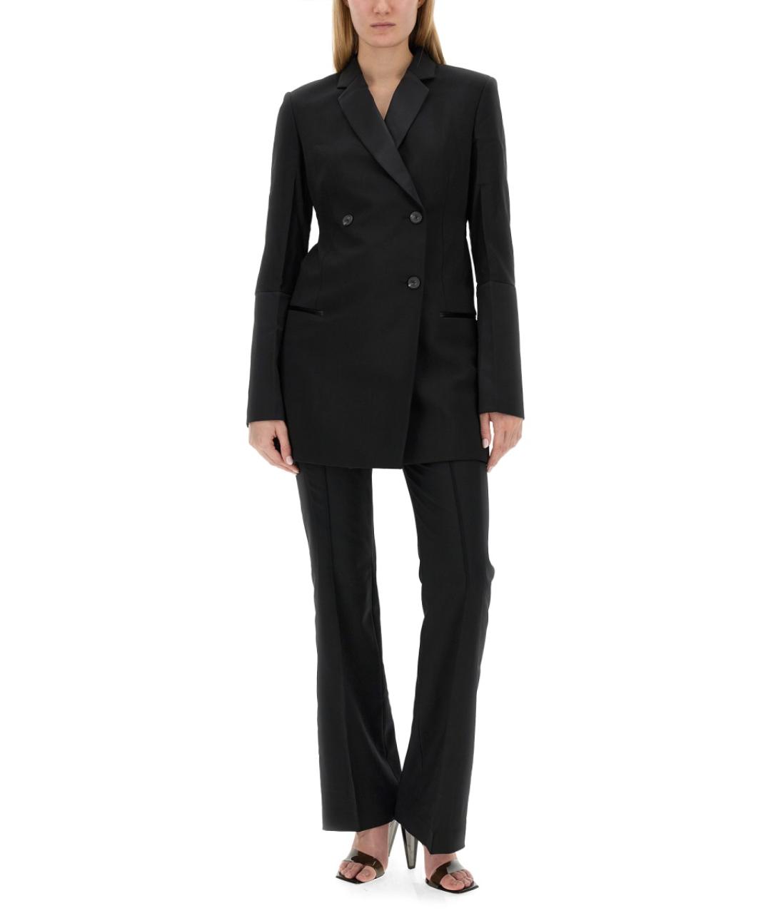 HELMUT LANG Черные полиэстеровые прямые брюки, фото 2