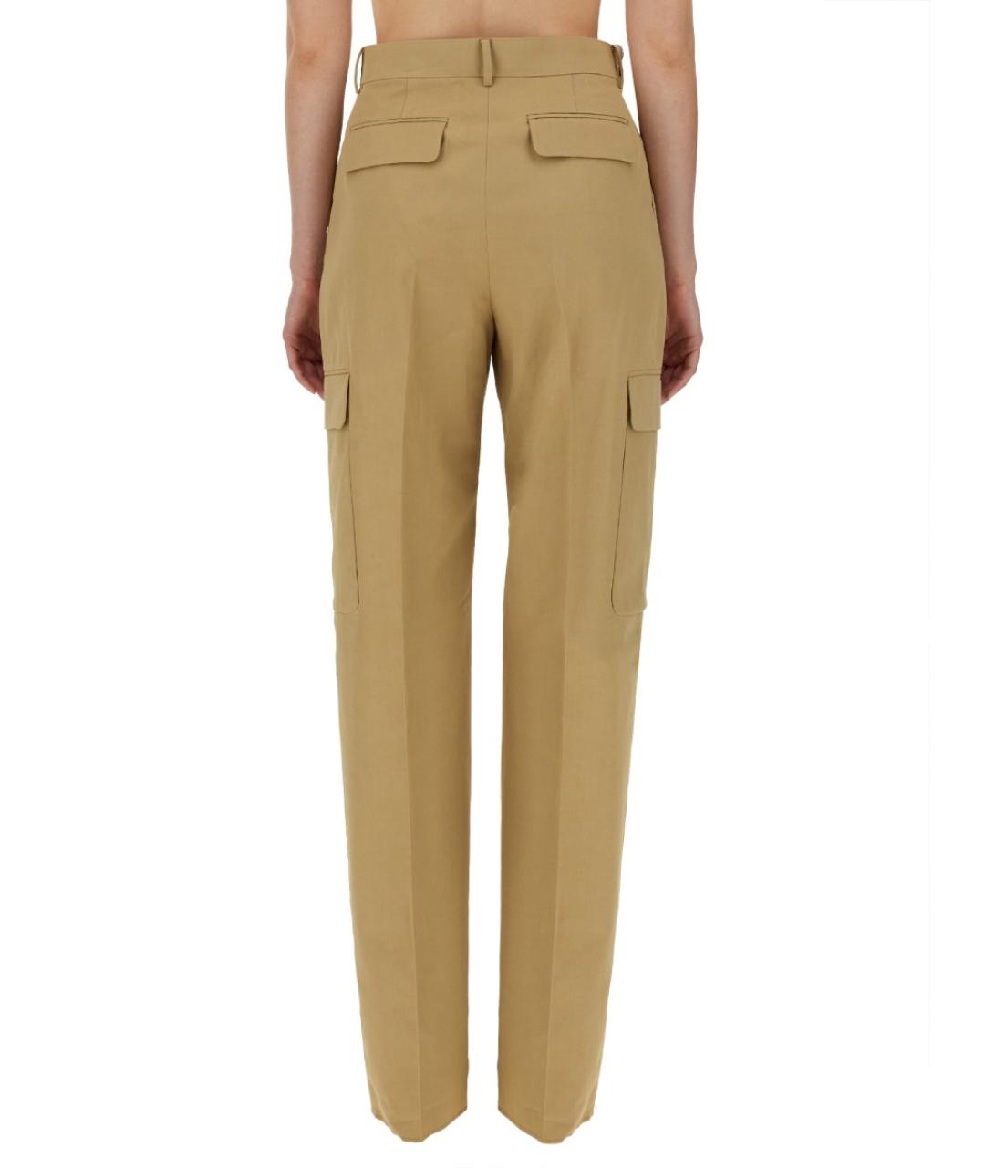 SPORTMAX Бежевые вискозные прямые брюки, фото 3