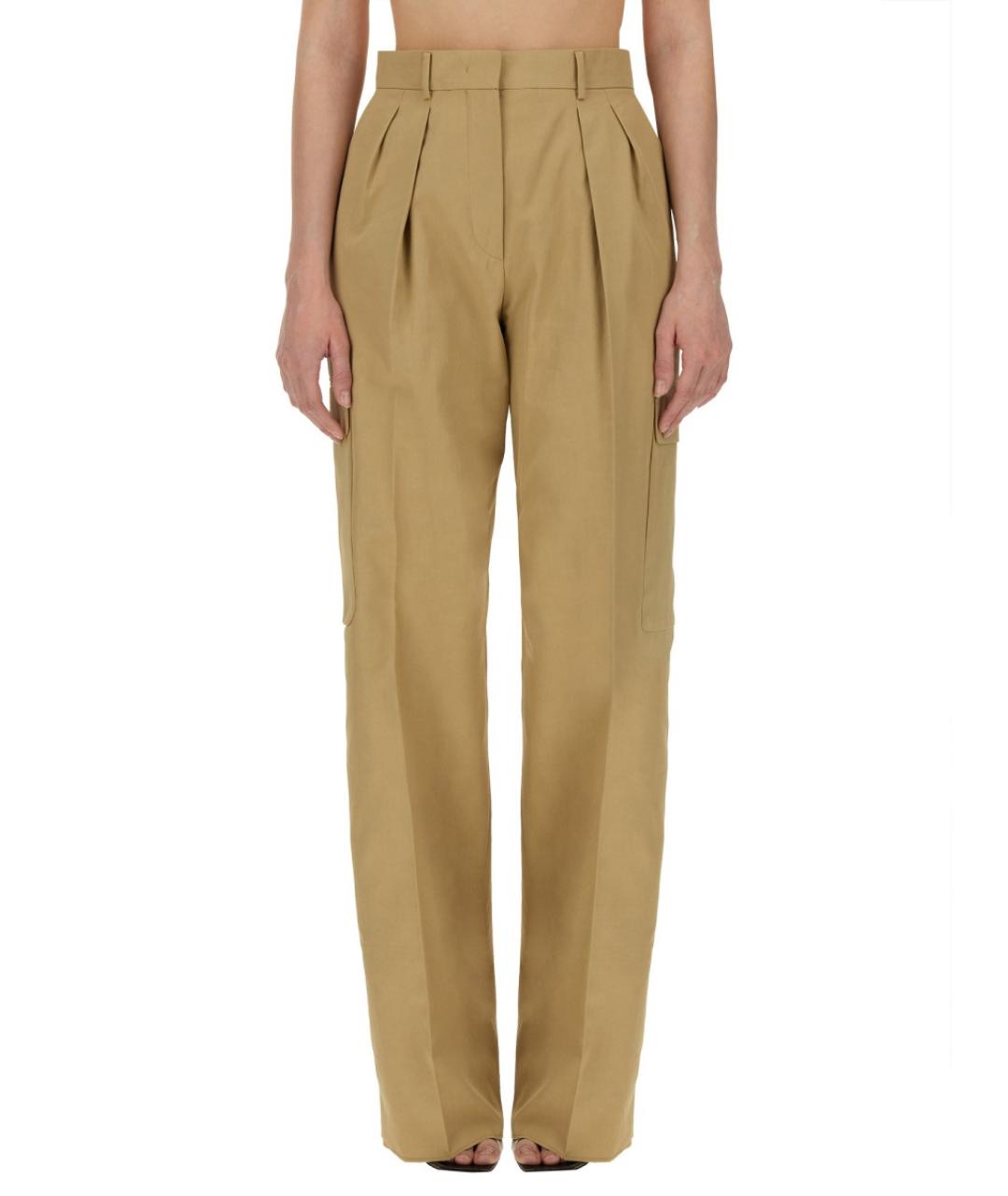 SPORTMAX Бежевые вискозные прямые брюки, фото 1