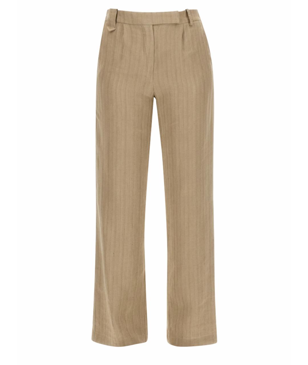ALYSI Коричневые льняные прямые брюки, фото 1