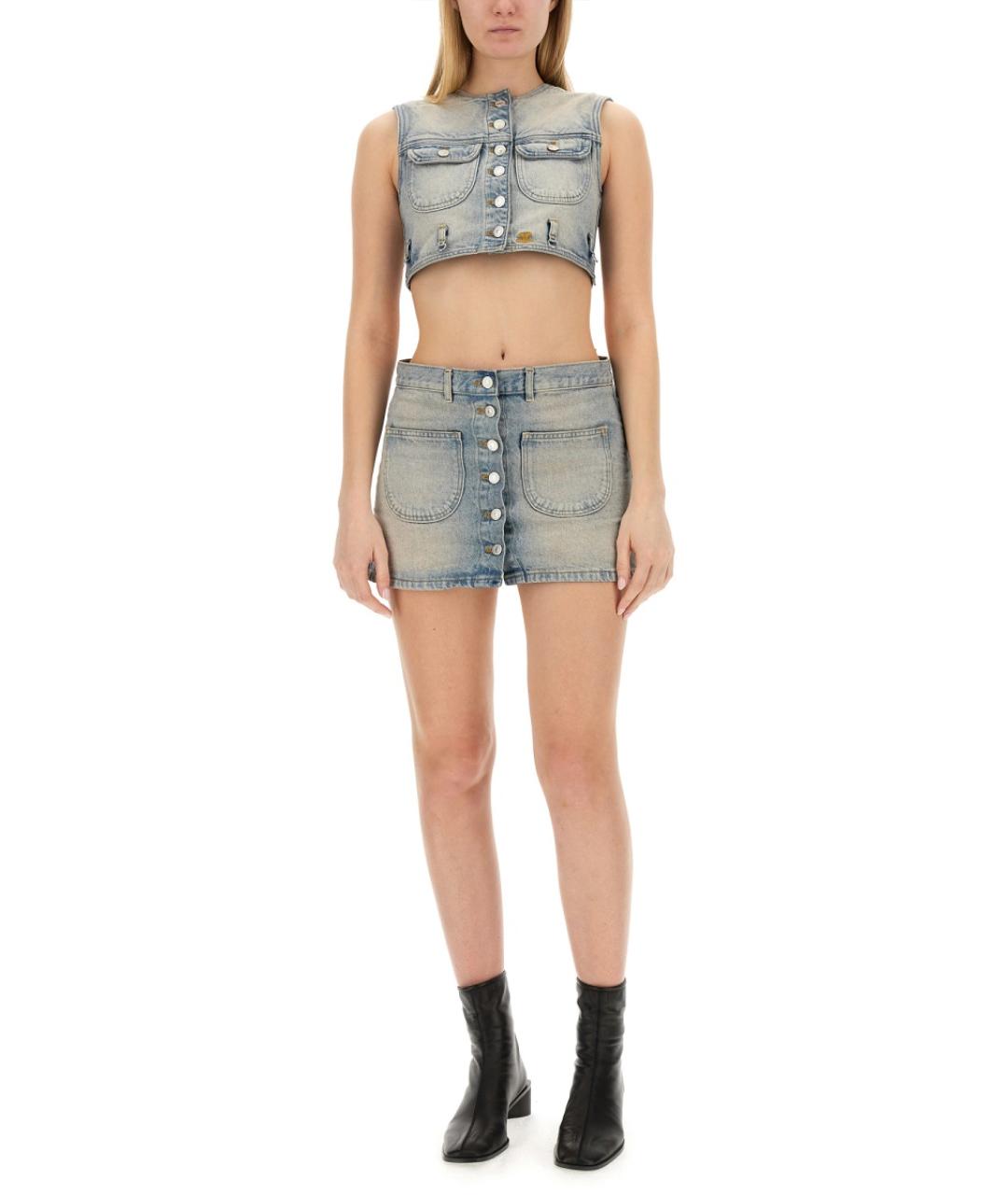 COURREGES Синяя хлопковая юбка мини, фото 2