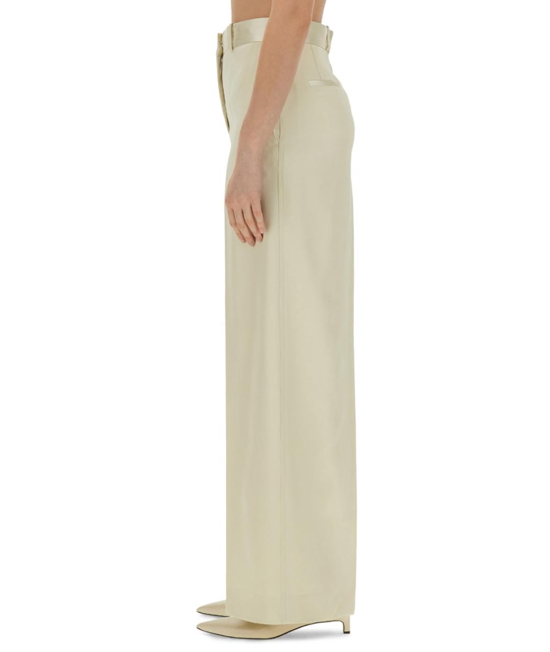 JIL SANDER Белые вискозные прямые брюки, фото 4