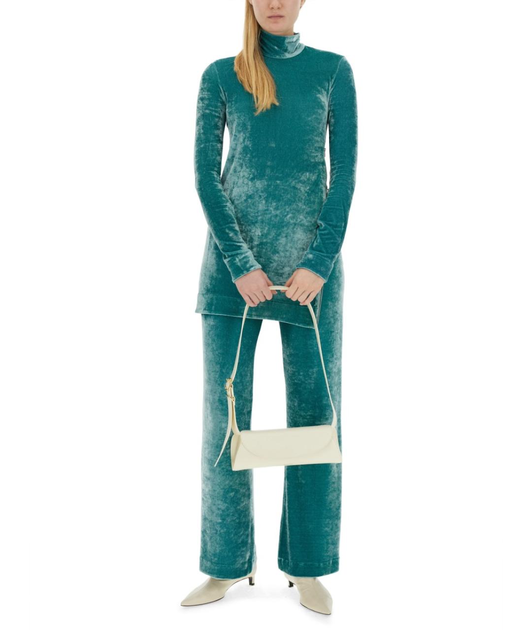 JIL SANDER Голубые полиамидовые прямые брюки, фото 2