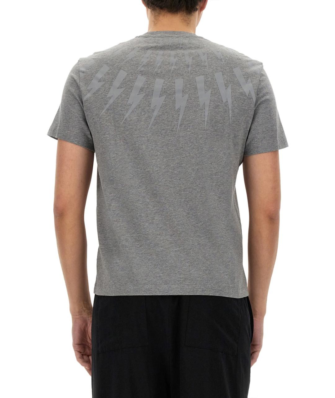 NEIL BARRETT Серая хлопковая футболка, фото 3