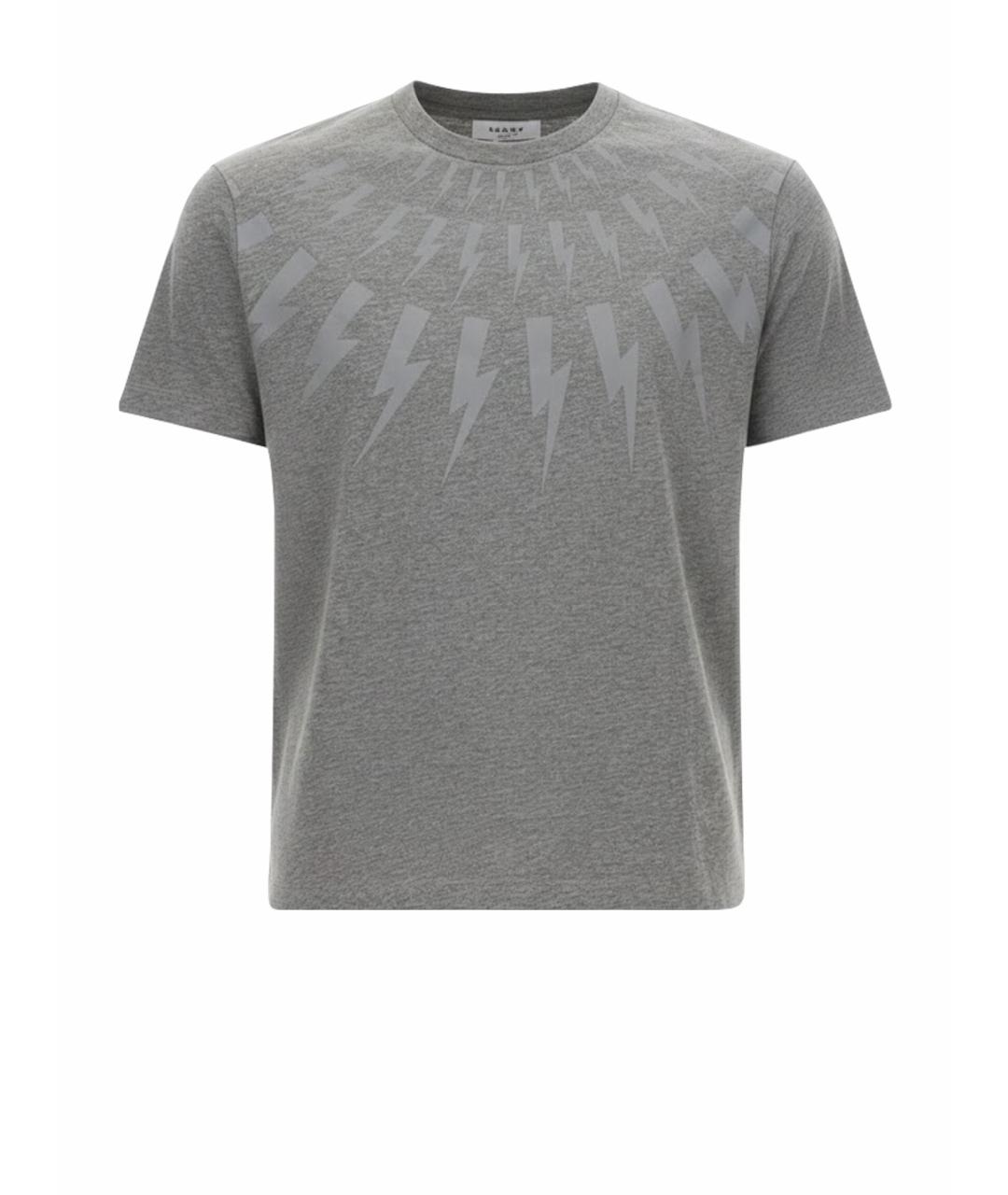 NEIL BARRETT Серая хлопковая футболка, фото 1