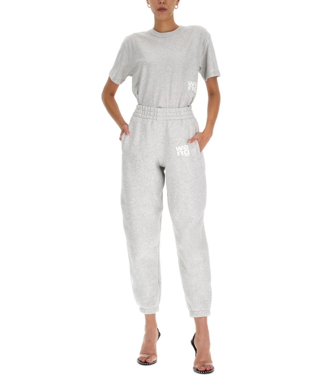 ALEXANDER WANG Серая хлопковая футболка, фото 4