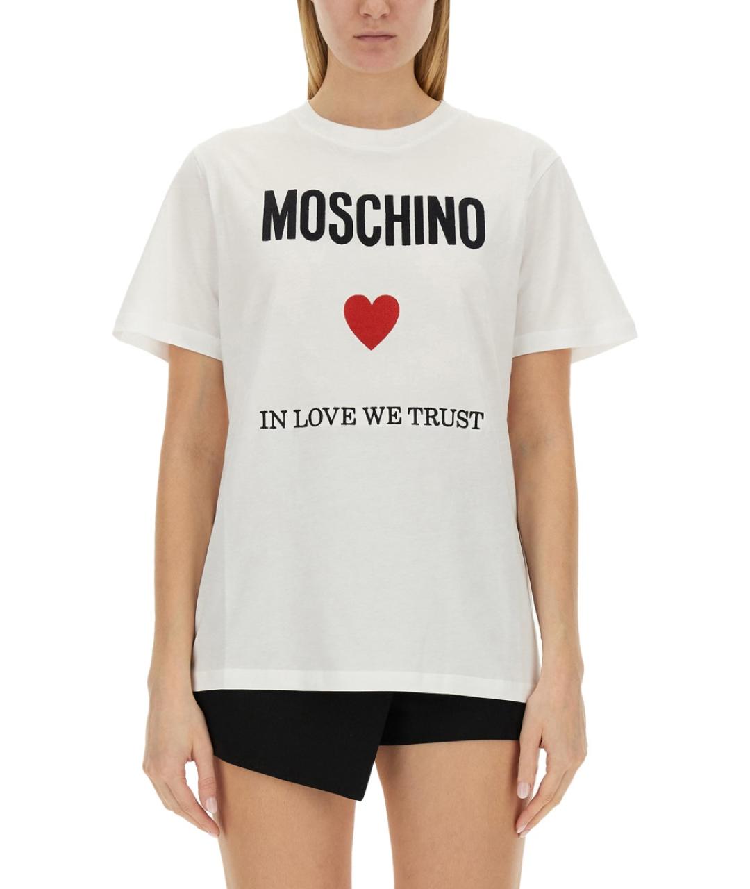MOSCHINO Белая хлопковая футболка, фото 5