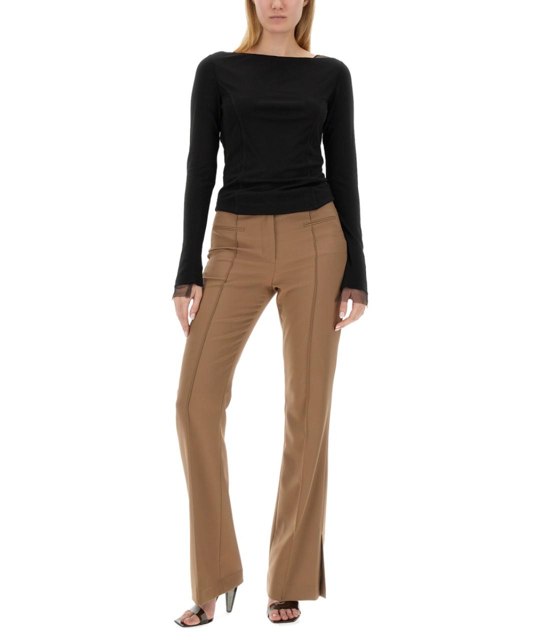 HELMUT LANG Бежевые полиэстеровые прямые брюки, фото 2