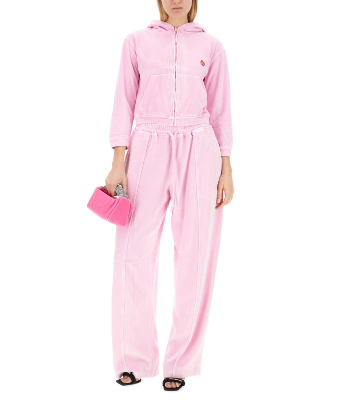 ALEXANDER WANG Розовые хлопковые прямые брюки, фото 2