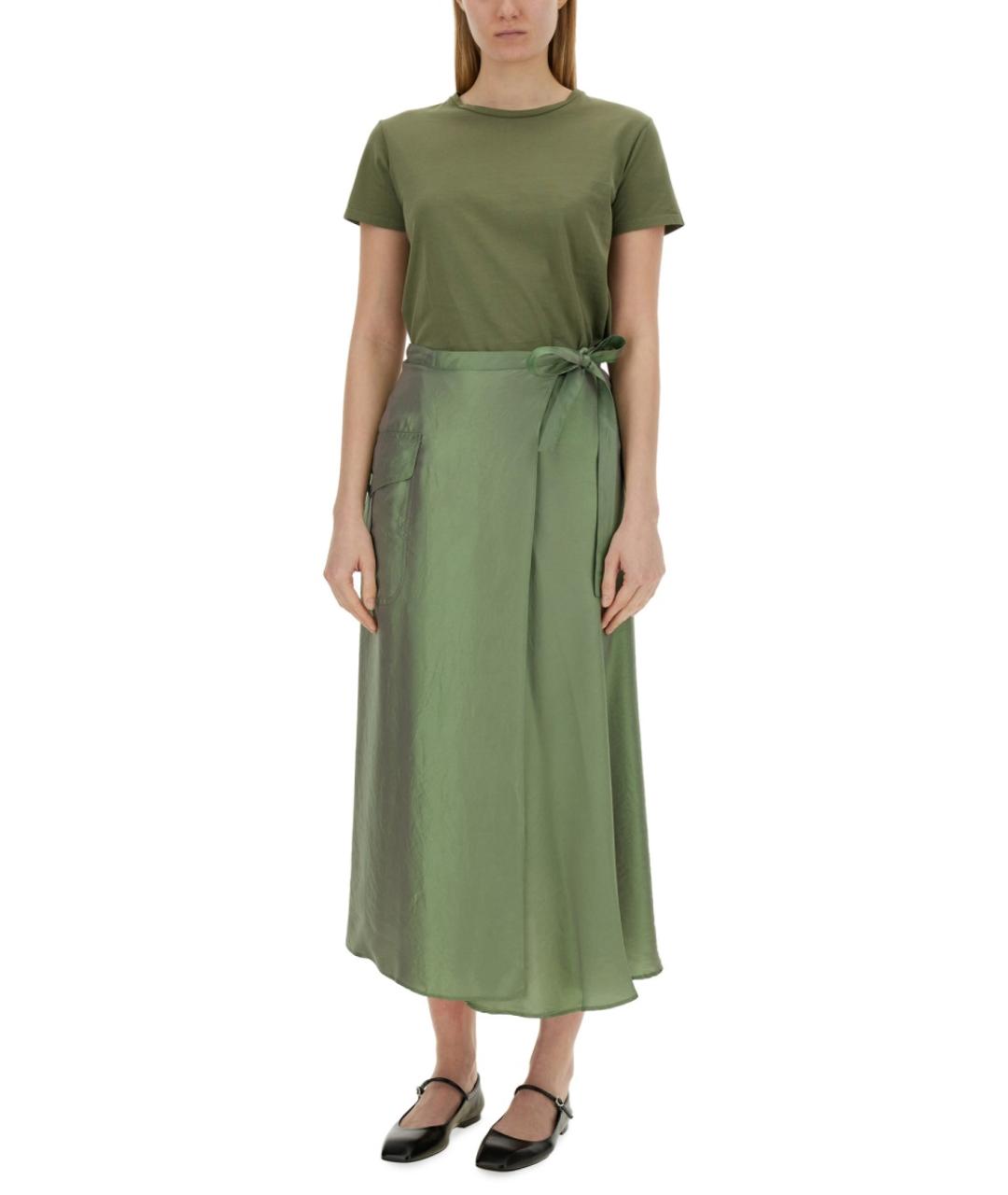 ASPESI Зеленая ацетатная юбка миди, фото 2