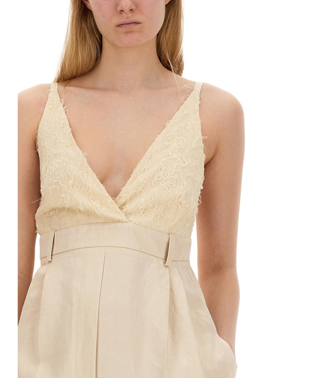 ALYSI Бежевый вискозный комбинезон, фото 4