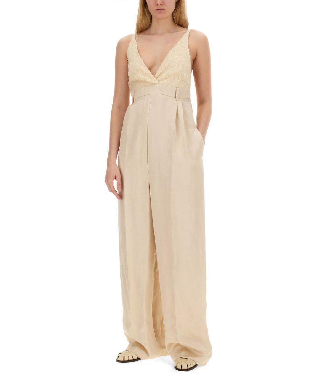 ALYSI Бежевый вискозный комбинезон, фото 2