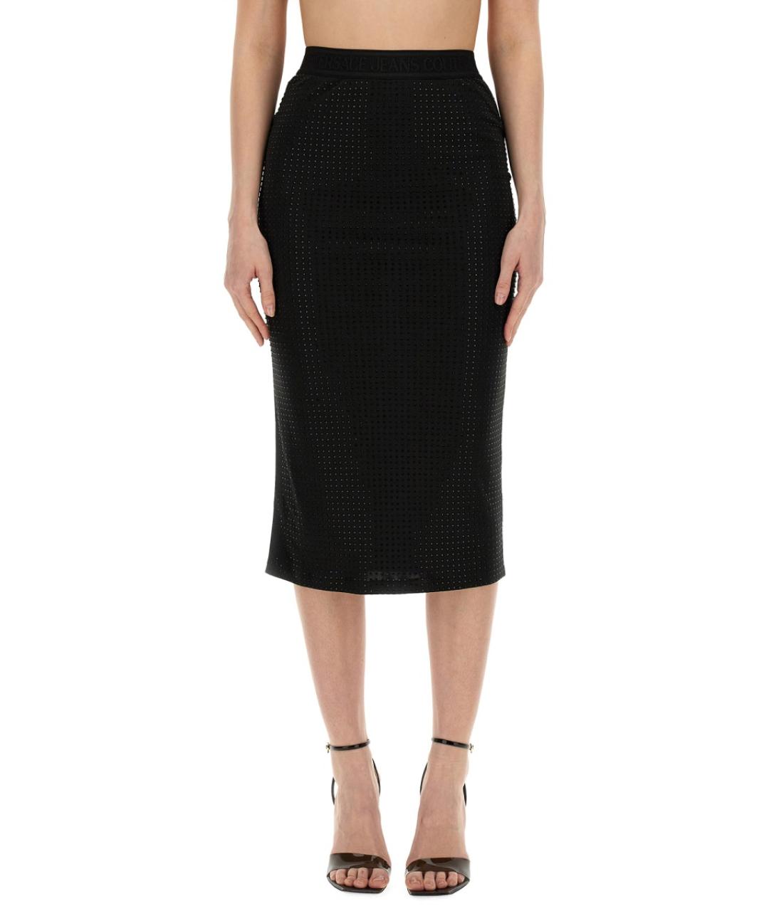 VERSACE JEANS COUTURE Черная полиэстеровая юбка миди, фото 5