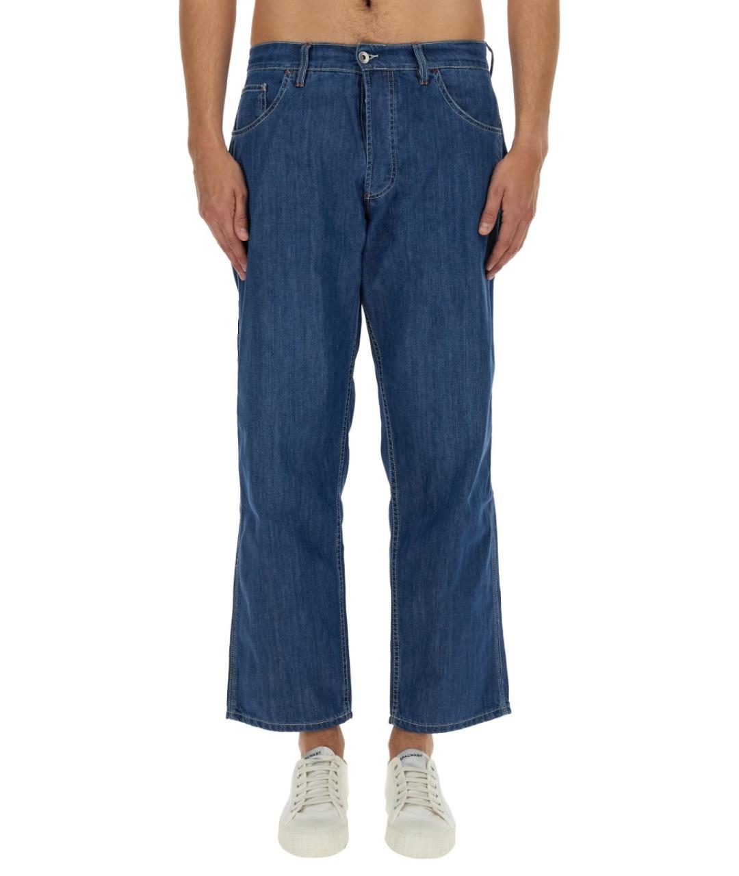 YMC Синие хлопковые прямые джинсы, фото 5