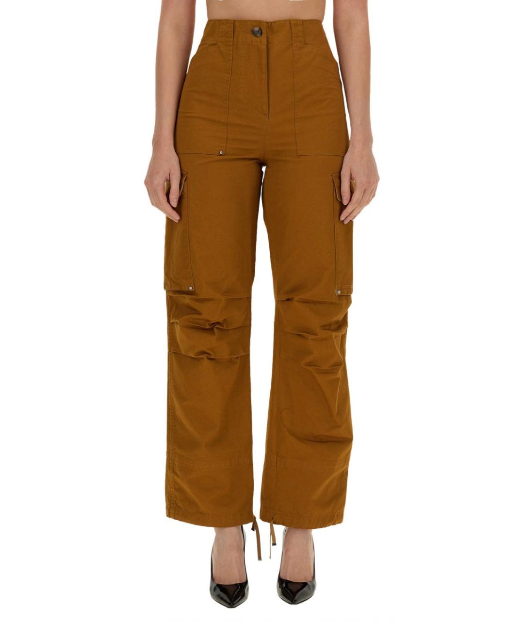 PACO RABANNE Коричневые хлопковые прямые брюки, фото 5