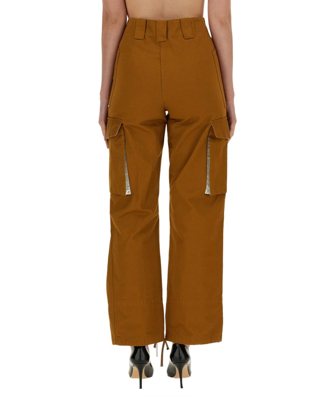 PACO RABANNE Коричневые хлопковые прямые брюки, фото 3