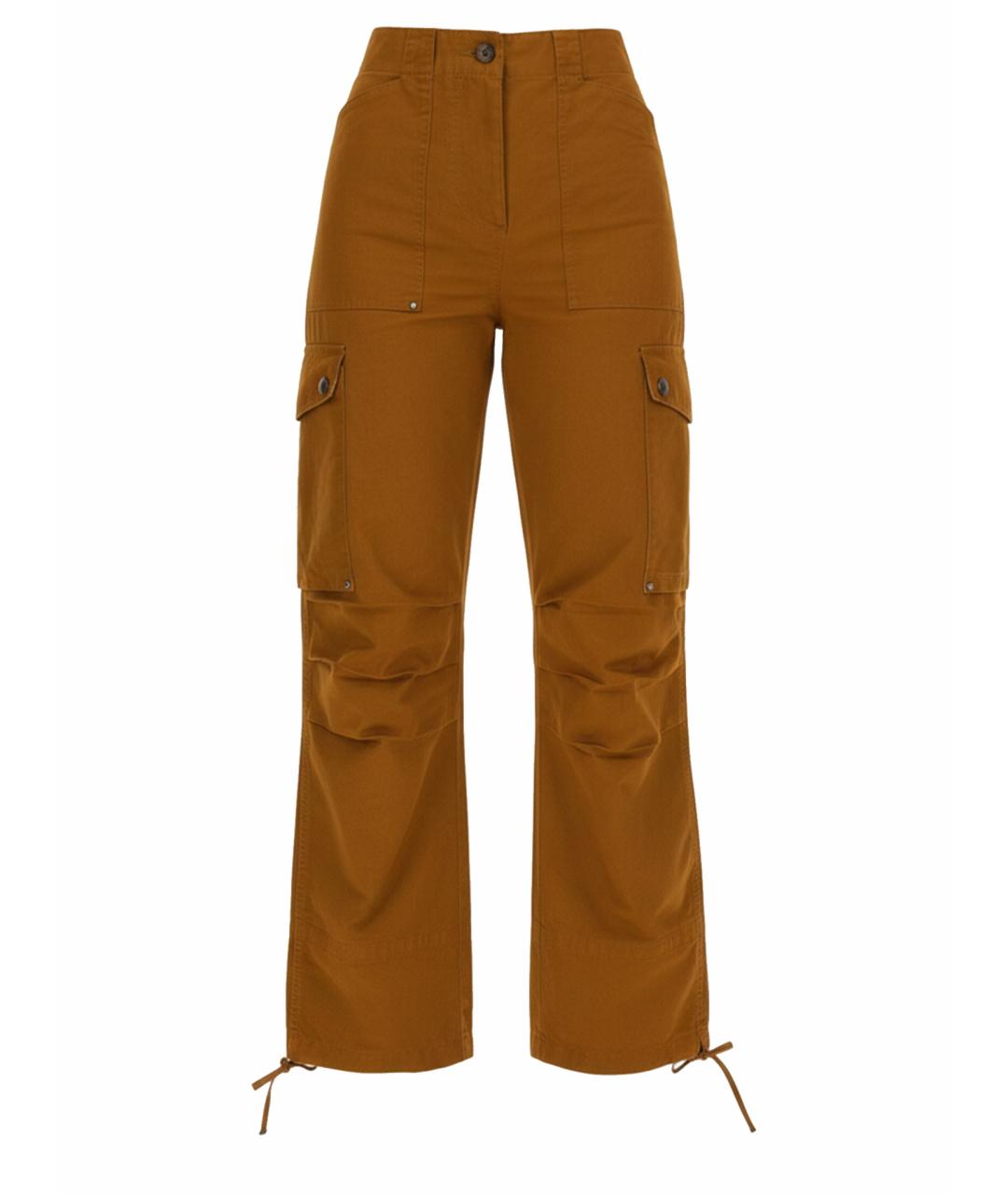 PACO RABANNE Коричневые хлопковые прямые брюки, фото 1