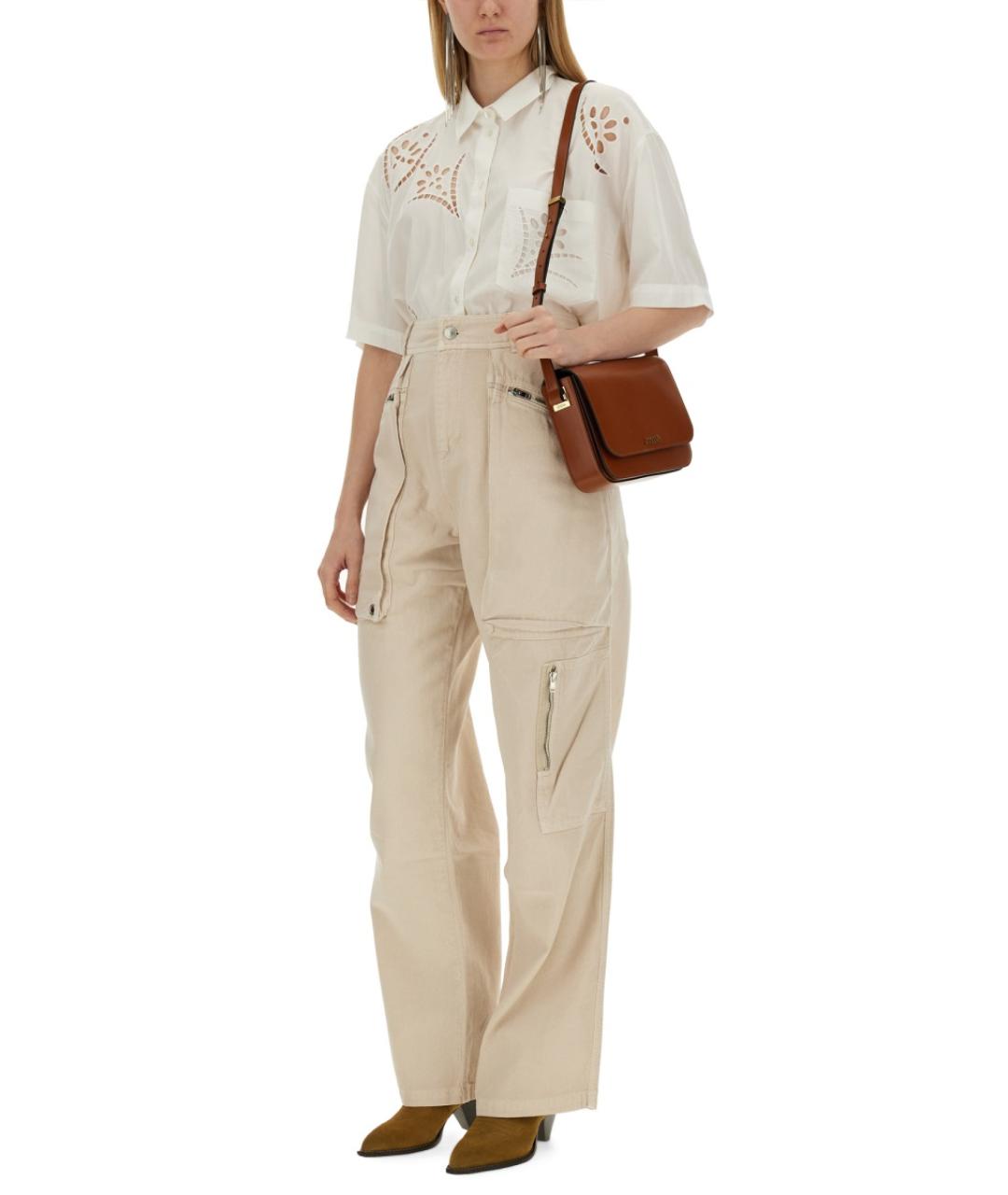 ISABEL MARANT Розовые хлопковые прямые брюки, фото 2