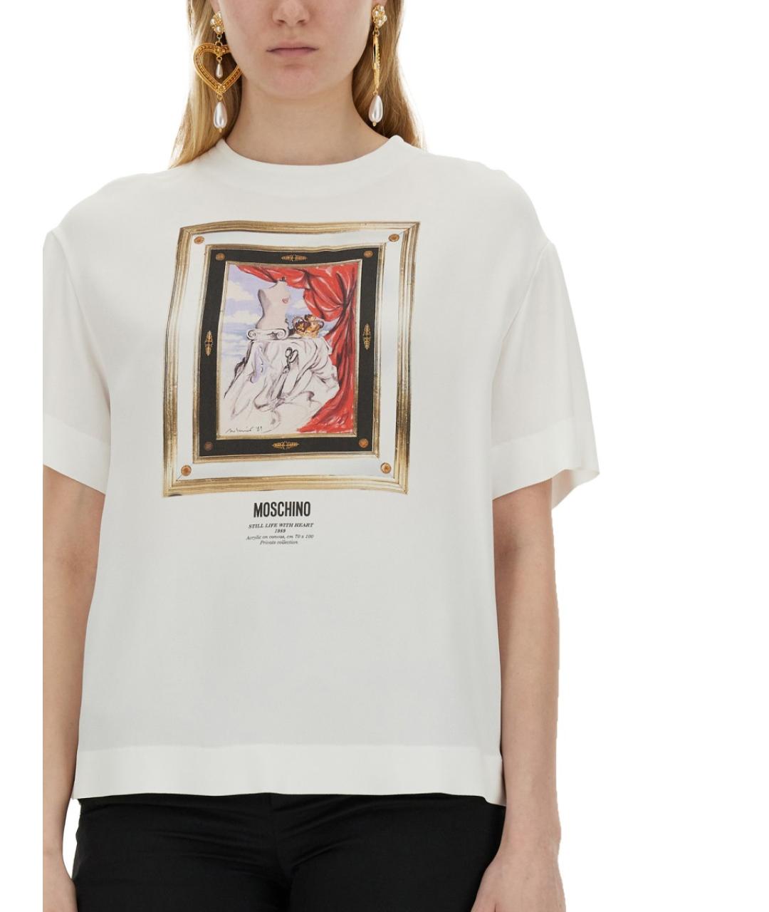 MOSCHINO Белая ацетатная футболка, фото 4