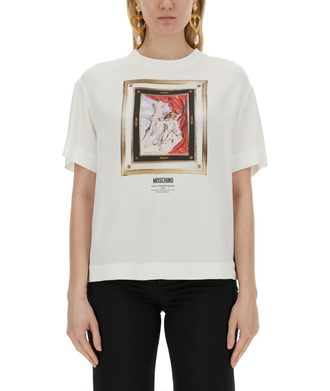 MOSCHINO Белая ацетатная футболка, фото 5
