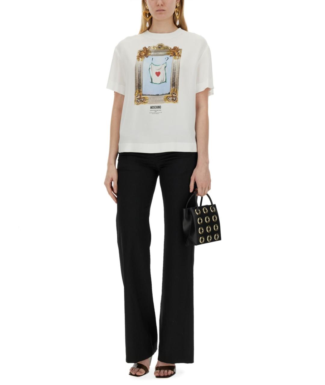 MOSCHINO Белая ацетатная футболка, фото 2