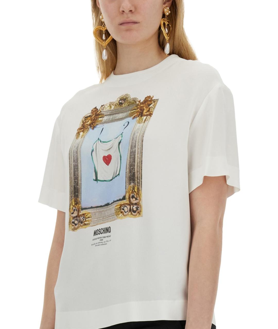 MOSCHINO Белая ацетатная футболка, фото 4