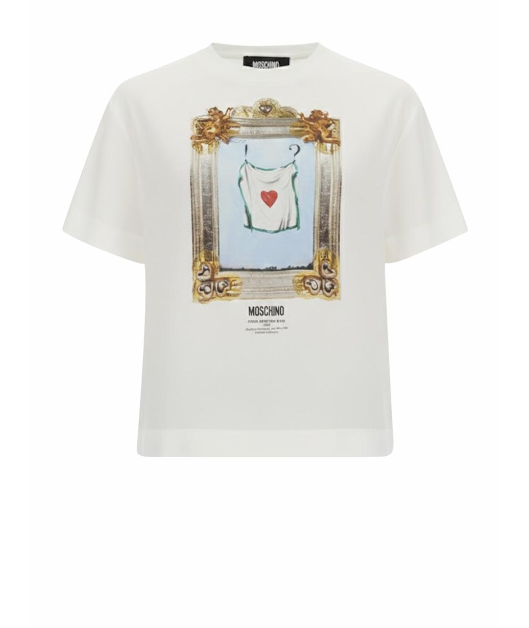 MOSCHINO Белая ацетатная футболка, фото 1