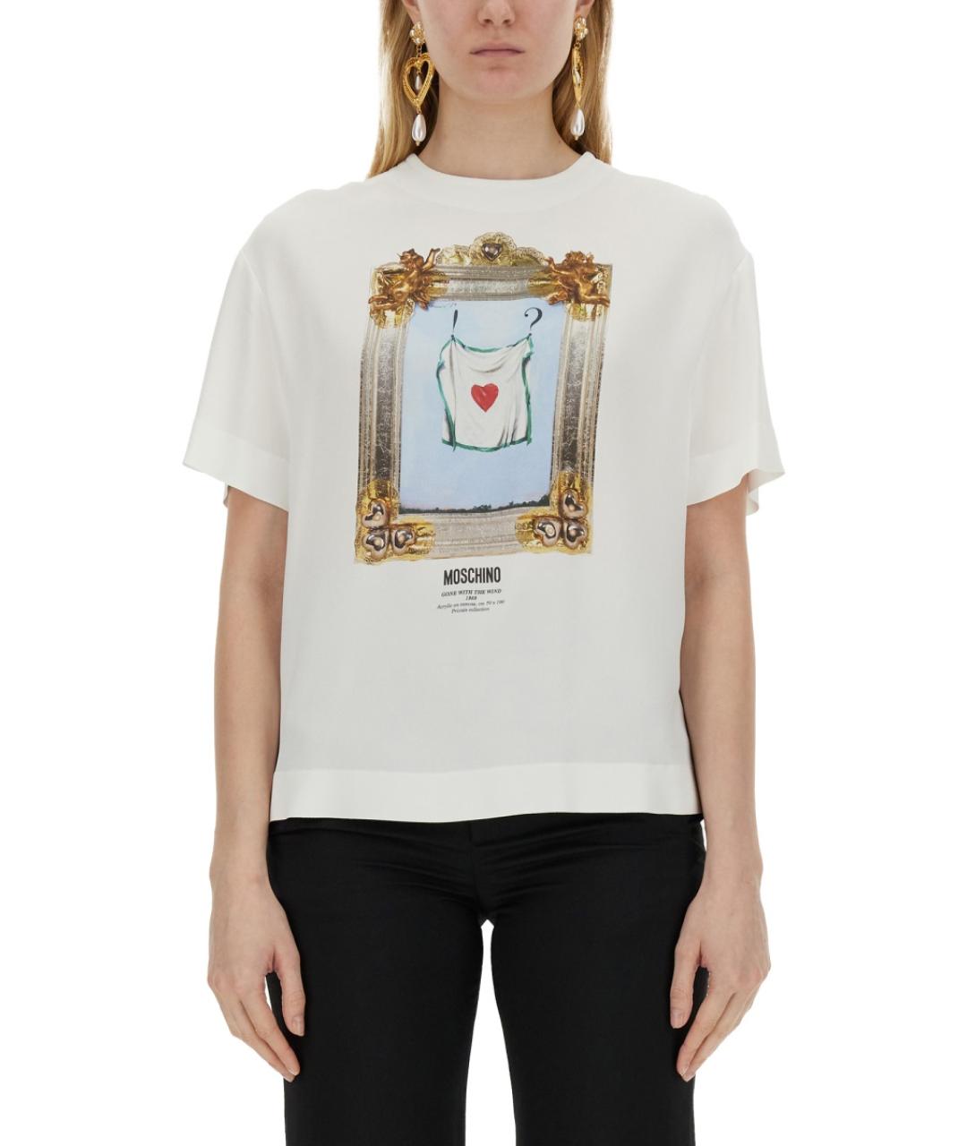 MOSCHINO Белая ацетатная футболка, фото 5