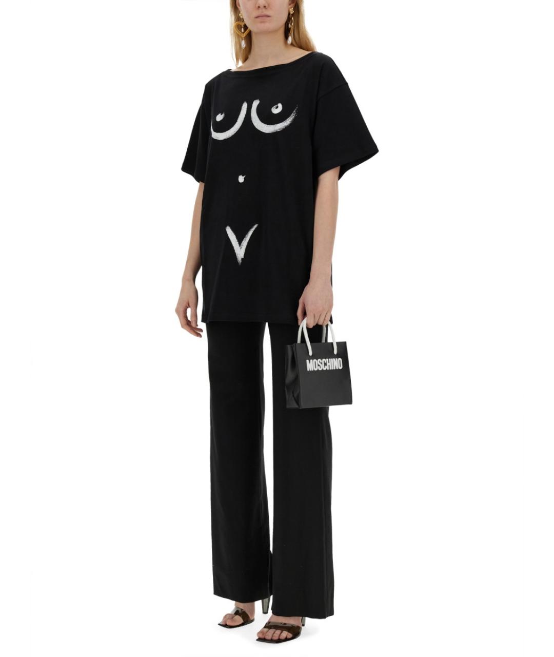 MOSCHINO Черная хлопковая футболка, фото 2