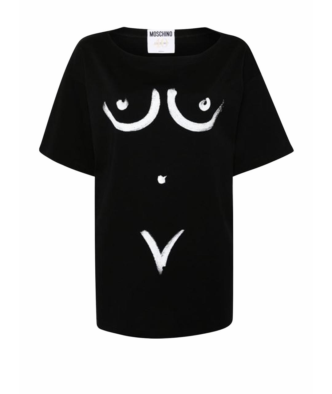 MOSCHINO Черная хлопковая футболка, фото 1