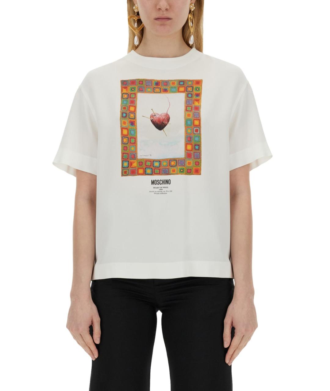 MOSCHINO Белая ацетатная футболка, фото 5