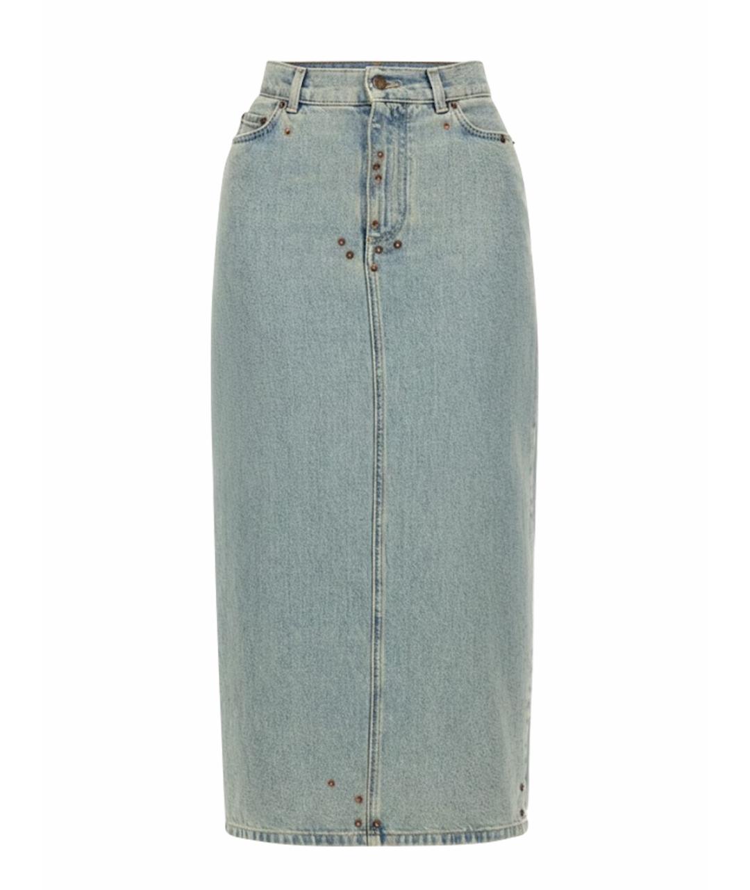 MOSCHINO Синяя хлопковая юбка миди, фото 1
