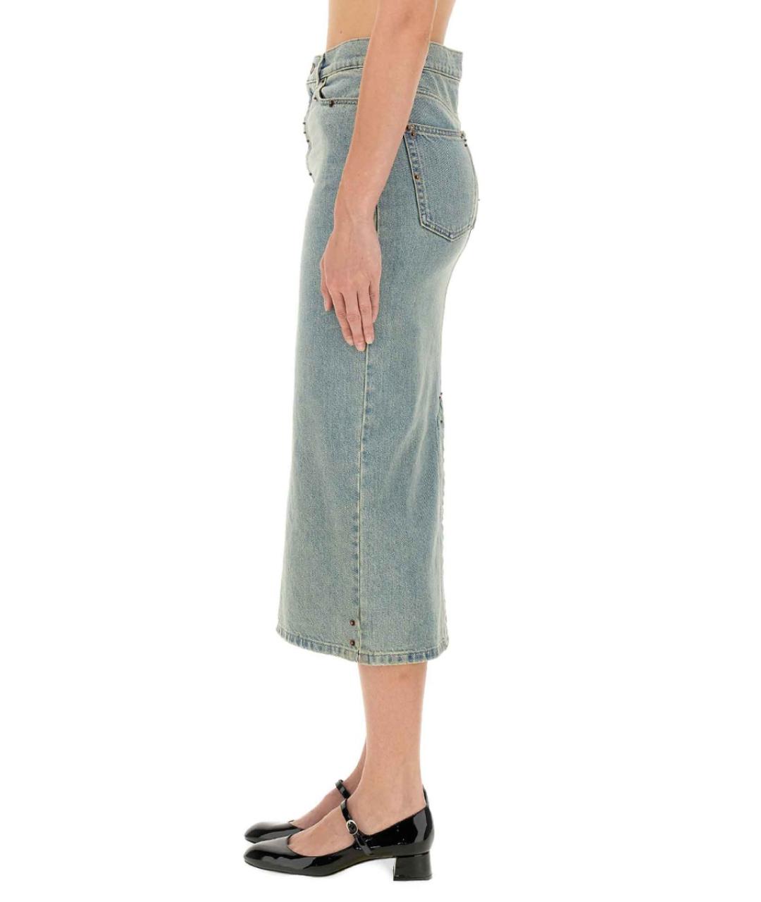 MOSCHINO Синяя хлопковая юбка миди, фото 4