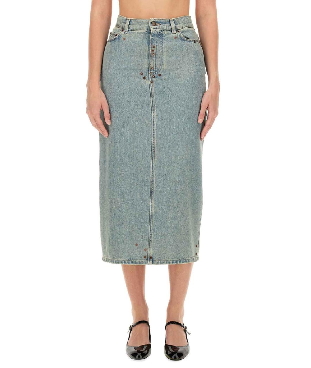 MOSCHINO Синяя хлопковая юбка миди, фото 5