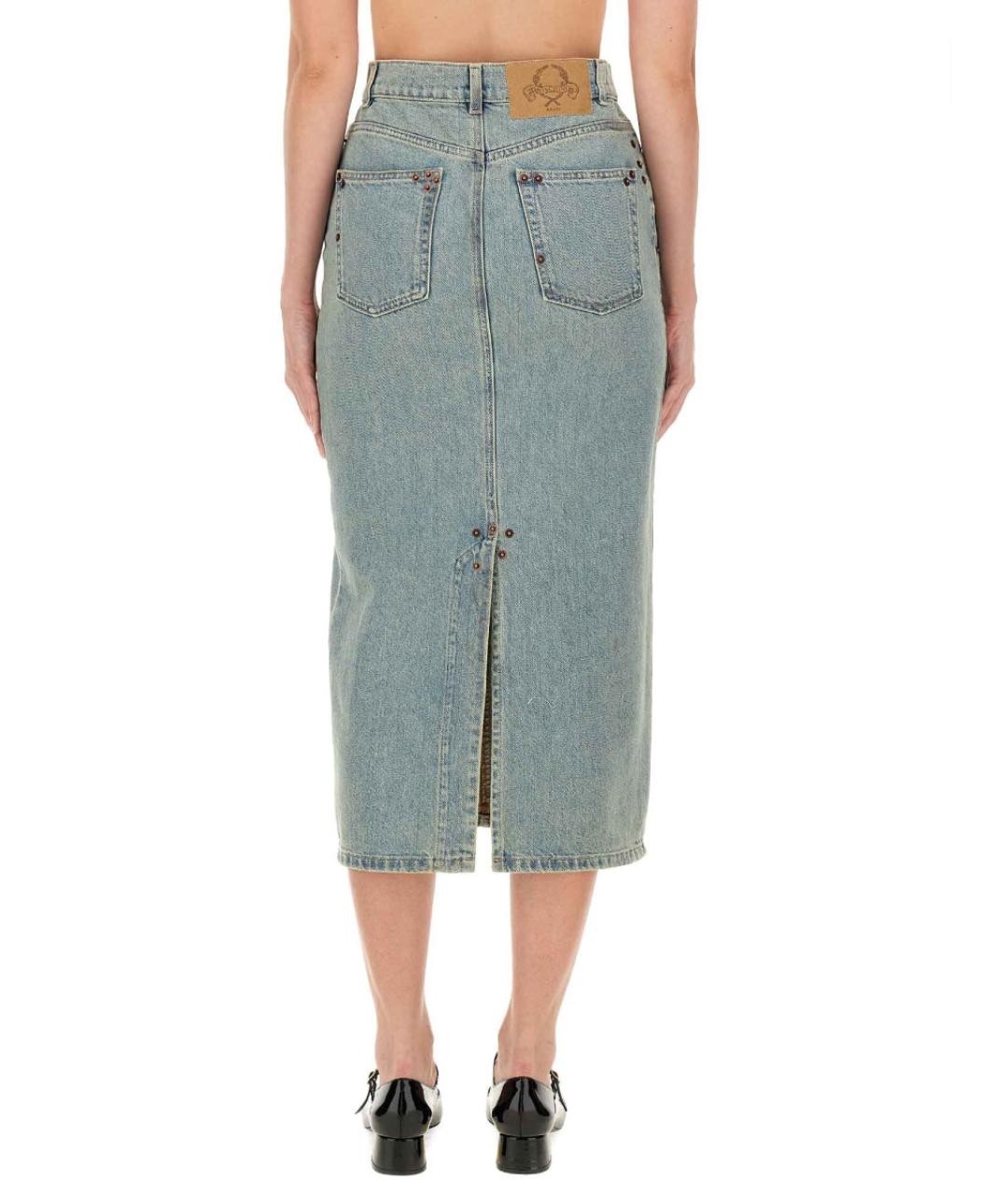 MOSCHINO Синяя хлопковая юбка миди, фото 3