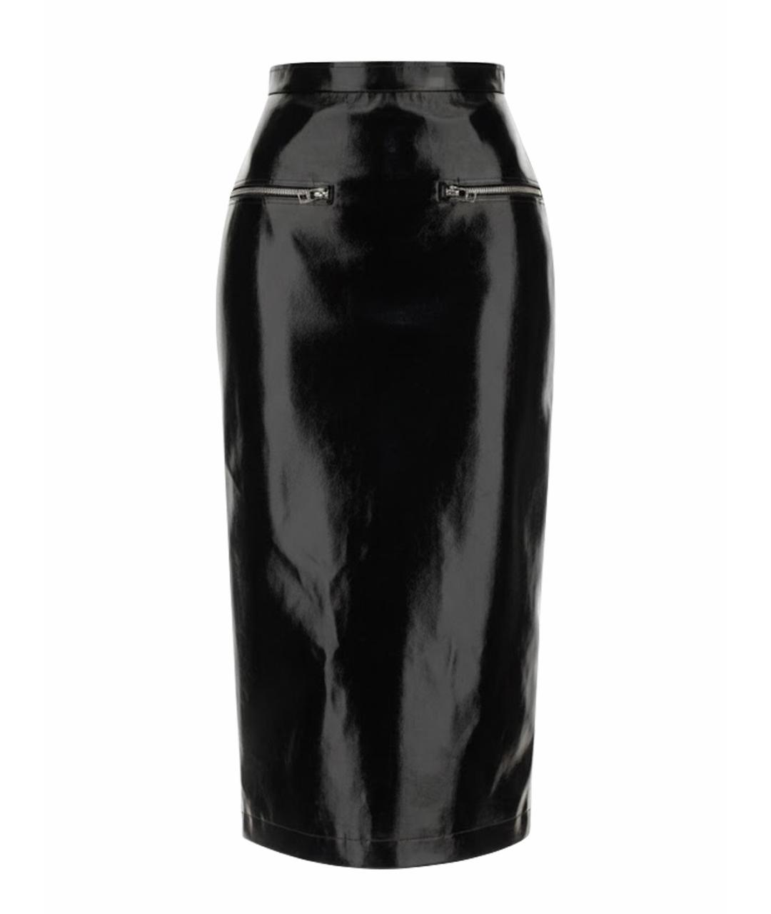 MSGM Черная полиэстеровая юбка миди, фото 1