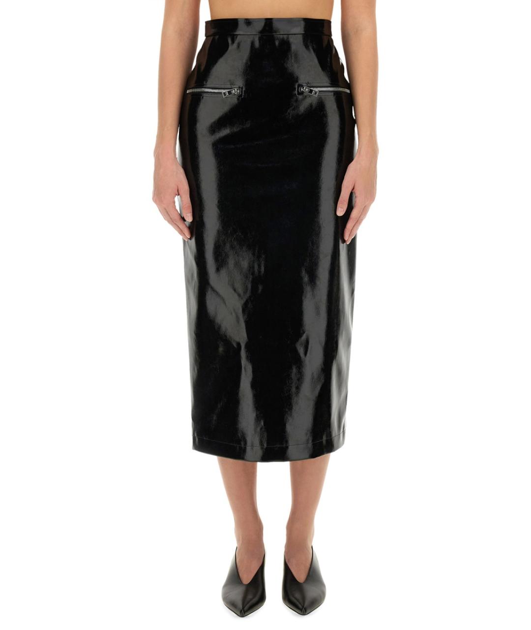 MSGM Черная полиэстеровая юбка миди, фото 5