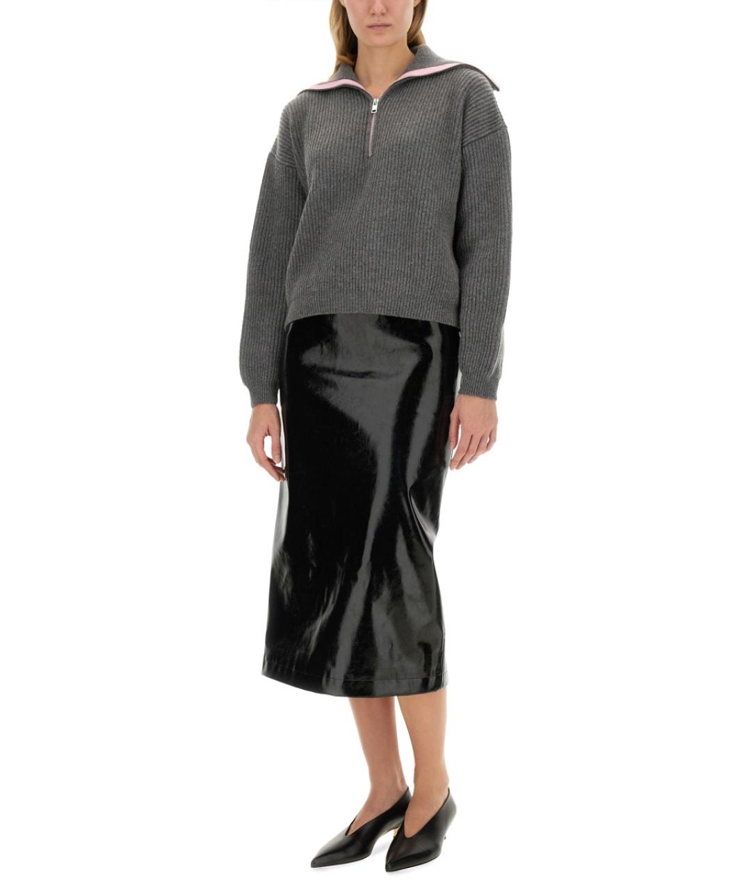 MSGM Черная полиэстеровая юбка миди, фото 2