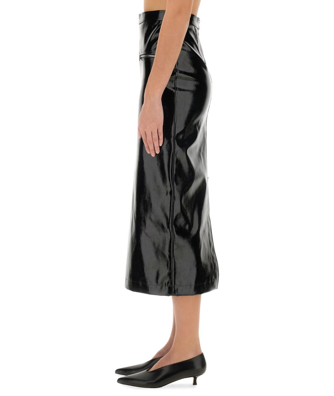 MSGM Черная полиэстеровая юбка миди, фото 4