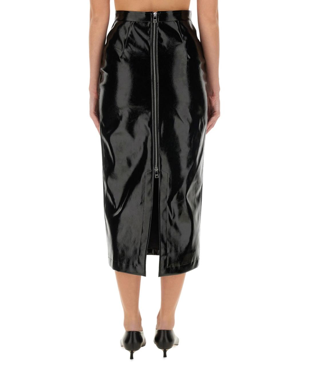 MSGM Черная полиэстеровая юбка миди, фото 3