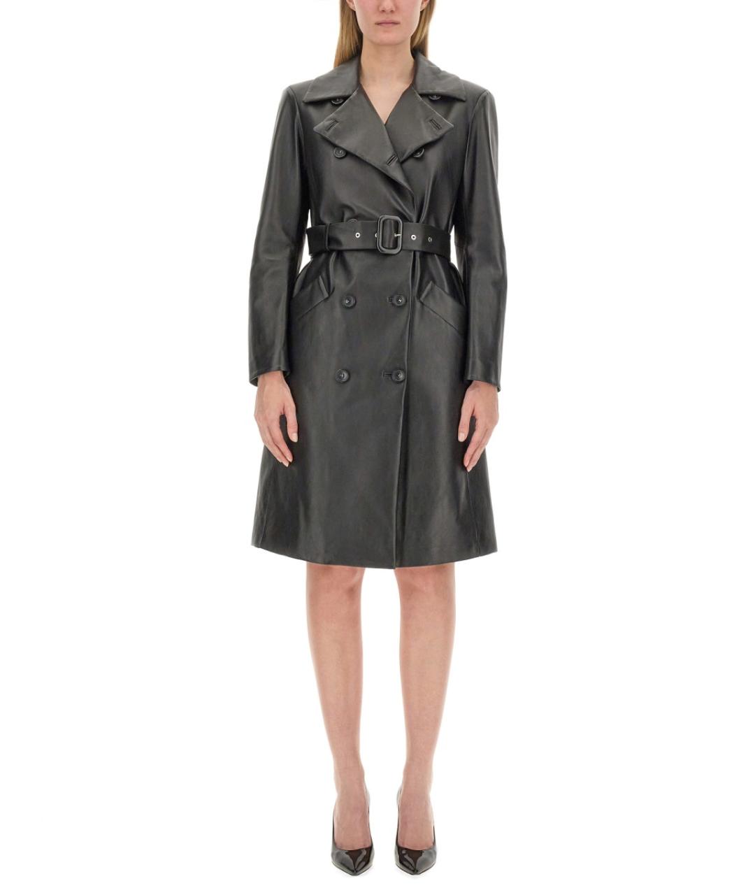 SPORTMAX Черный кожаный тренч/плащ, фото 1