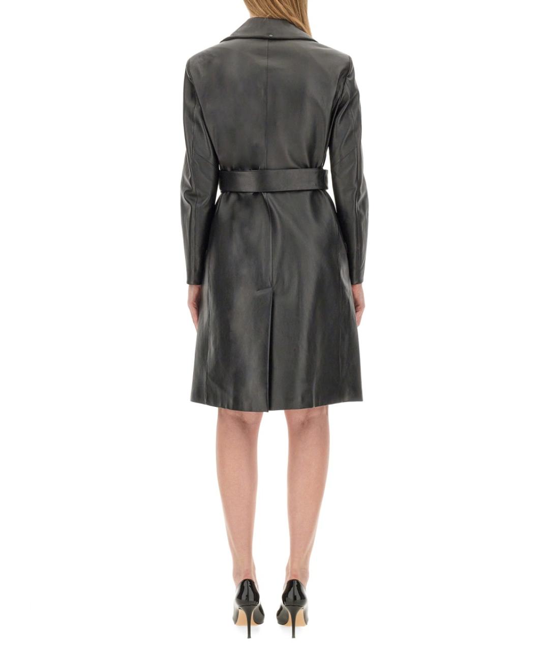 SPORTMAX Черный кожаный тренч/плащ, фото 3