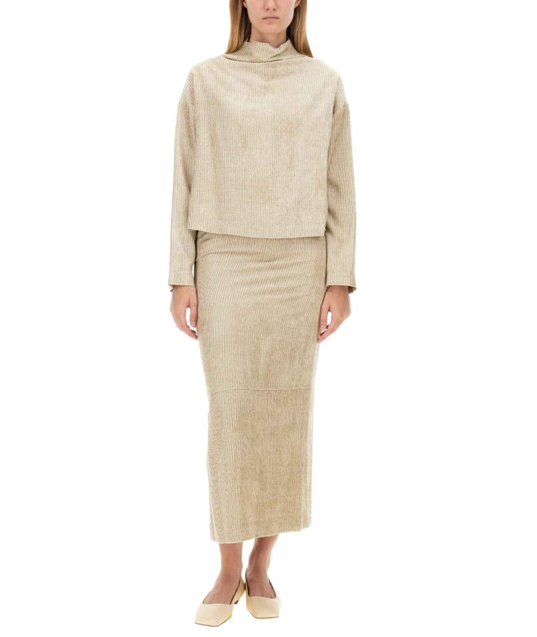 ALYSI Бежевая вискозная юбка миди, фото 2