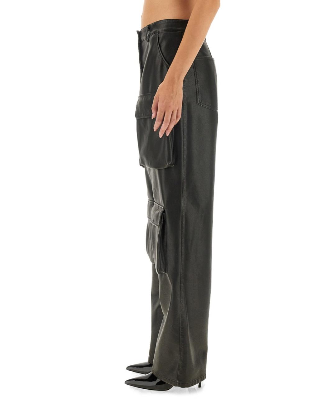 MSGM Черные вискозные прямые брюки, фото 4