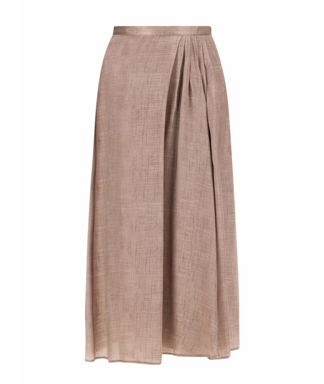 KITON Розовая шелковая юбка миди, фото 1