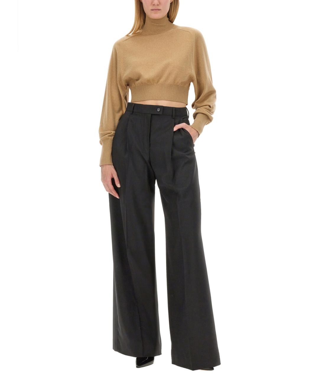 SPORTMAX Черные шерстяные брюки широкие, фото 2