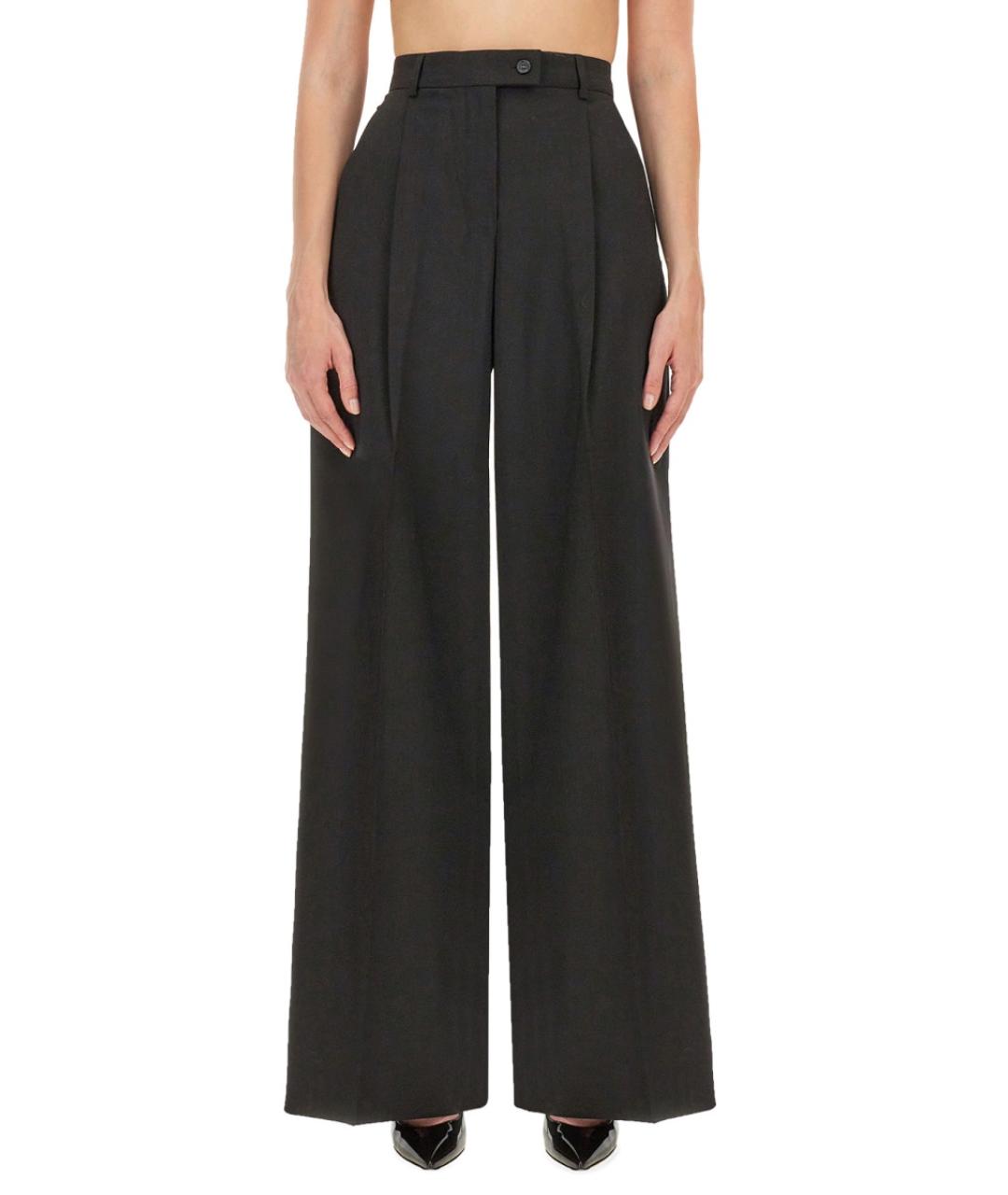 SPORTMAX Черные шерстяные брюки широкие, фото 1