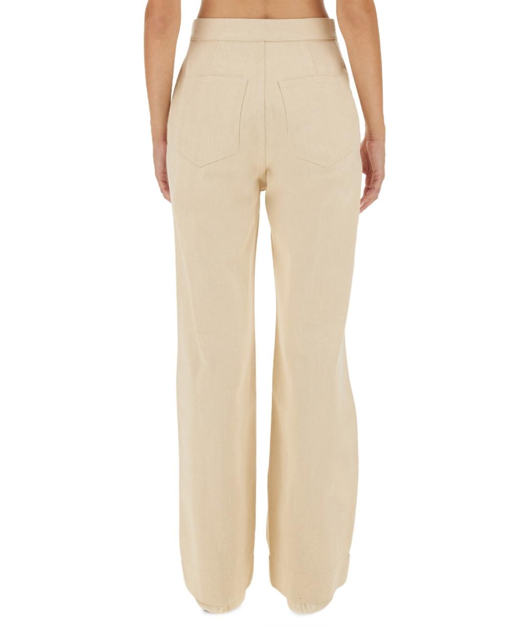 JIL SANDER Белые хлопковые прямые брюки, фото 3